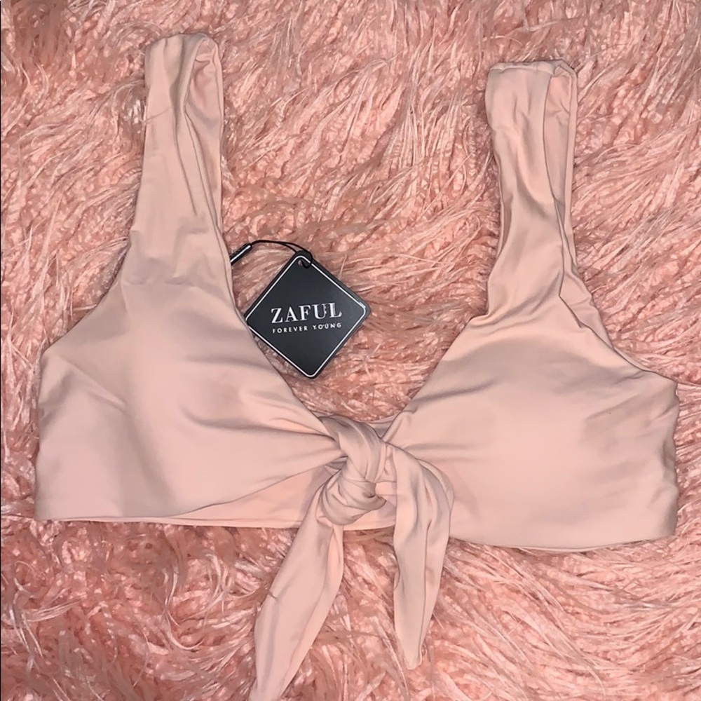 Light pink front tie bikini top